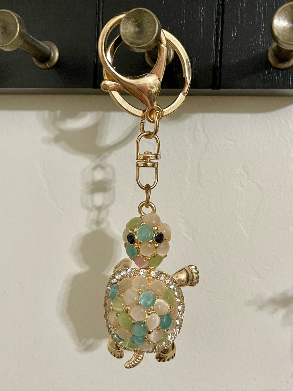Multicolor turtle keychain or bag charm
